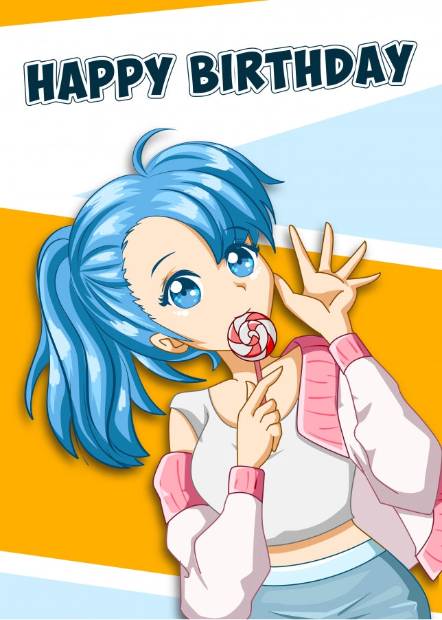 Anime Birthday Card for Teenage Boy or Girl - Japanese Birthday Card