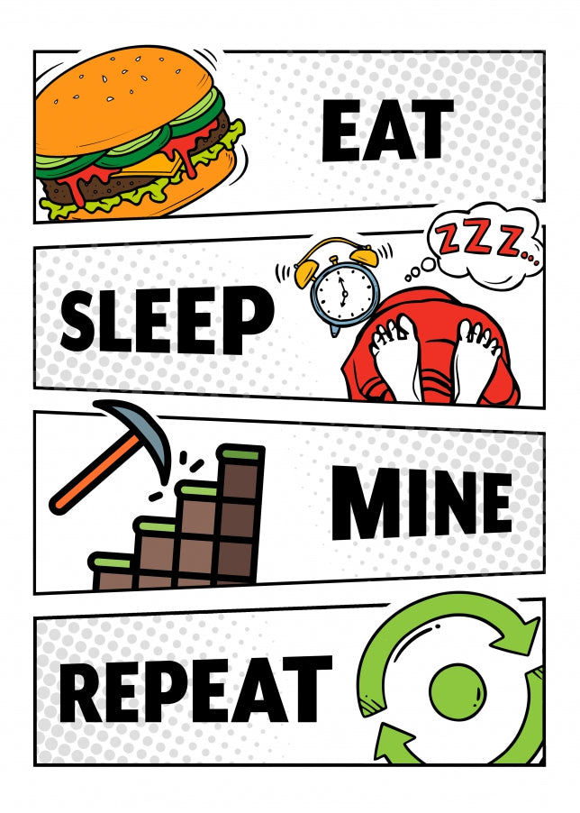 Gamer Birthday Card for Son Adult Grandson - Eat Sleep Mine Repeat
