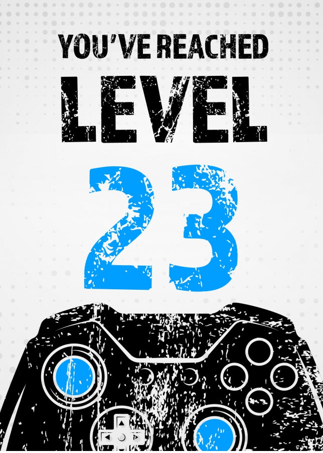 Gamer 23rd Birthday Card for Men - Level 23