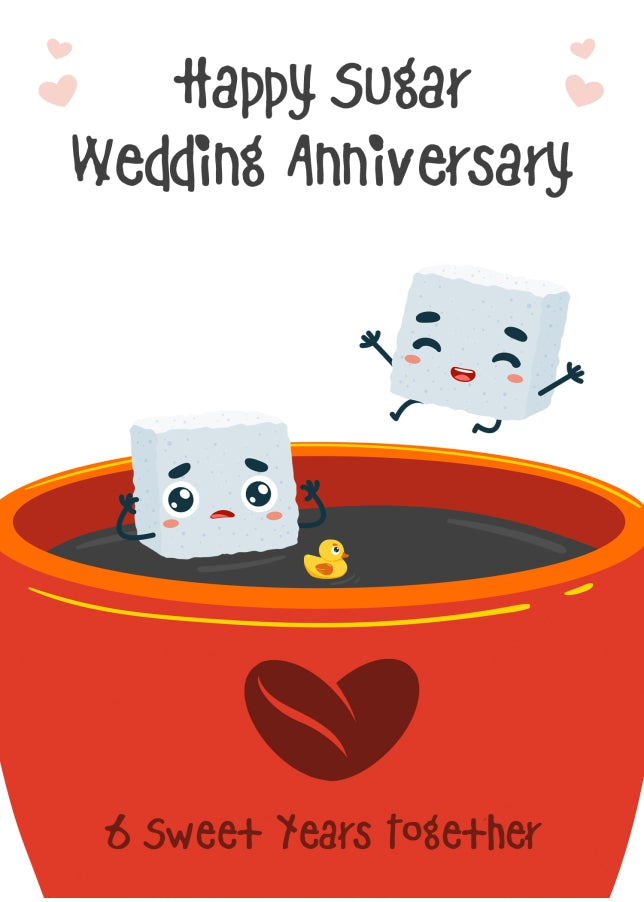 Happy 6th Wedding Anniversary Card for Sugar Anniversary