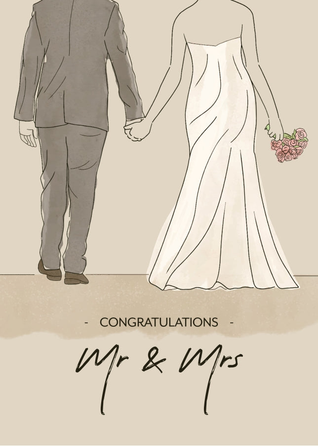 Wedding Card for Bride and Groom - Congratulations Wedding Day Card