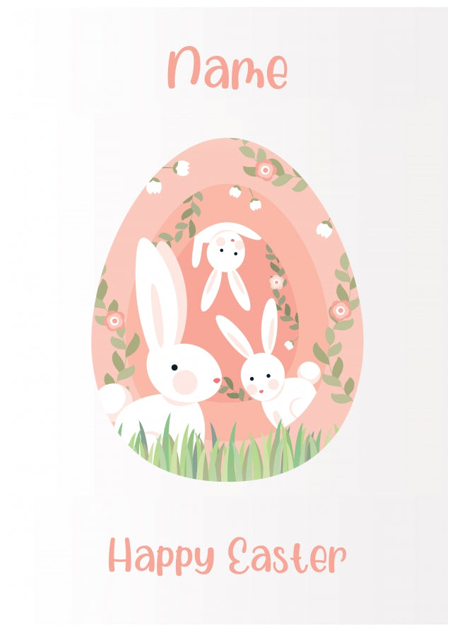 Personalised Easter Cards for Girls, Granddaughter or Daughter - Rabbits in Egg