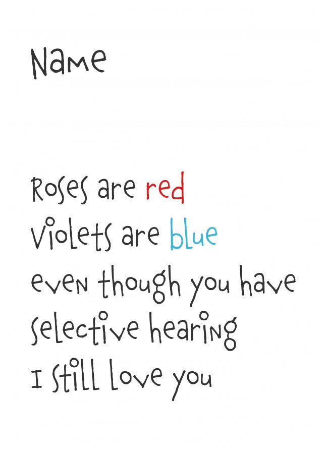 Personalised Roses are Red Card (Selective hearing)