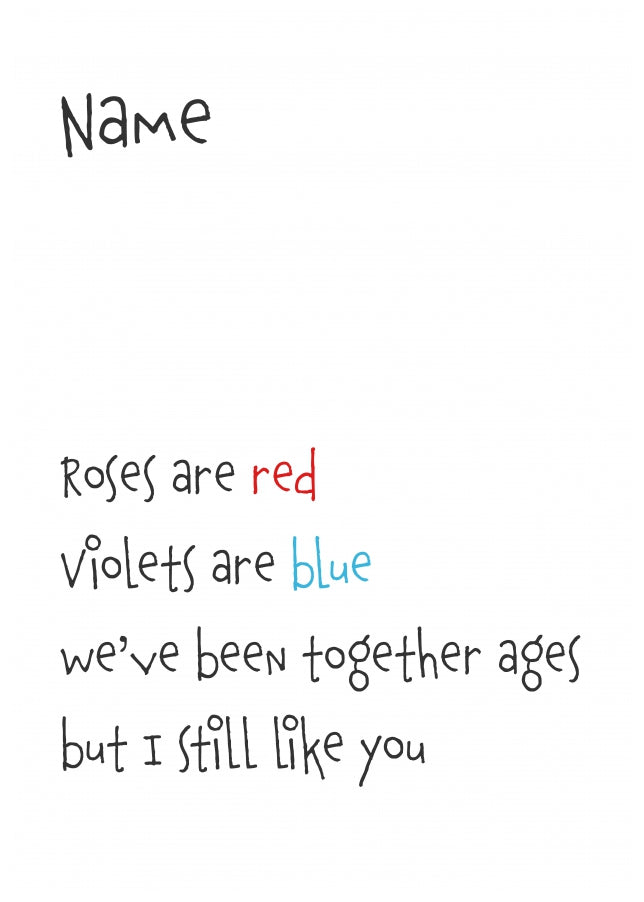 Personalised Roses are Red Card (Together ages)