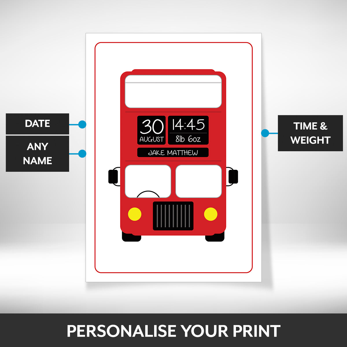 What can be personalised on this baby nursery decor