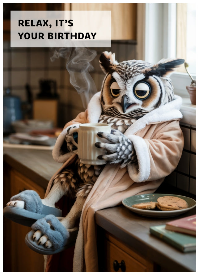 Owl Birthday Card - Relax it's Your Birthday Cards for Women