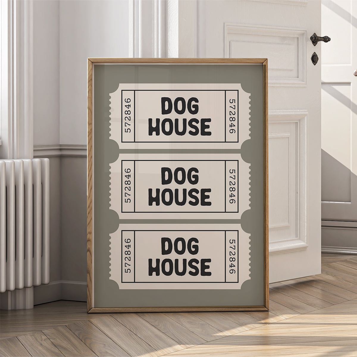 Retro Ticket Wall Art Print for Home - Dog House
