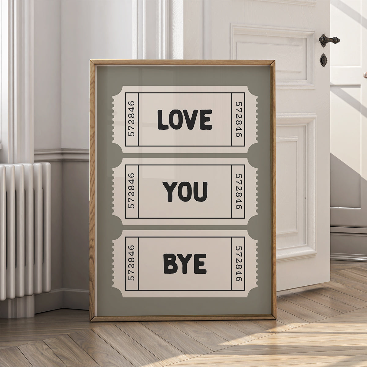 Retro Ticket Wall Art Print for Home - Love You Bye