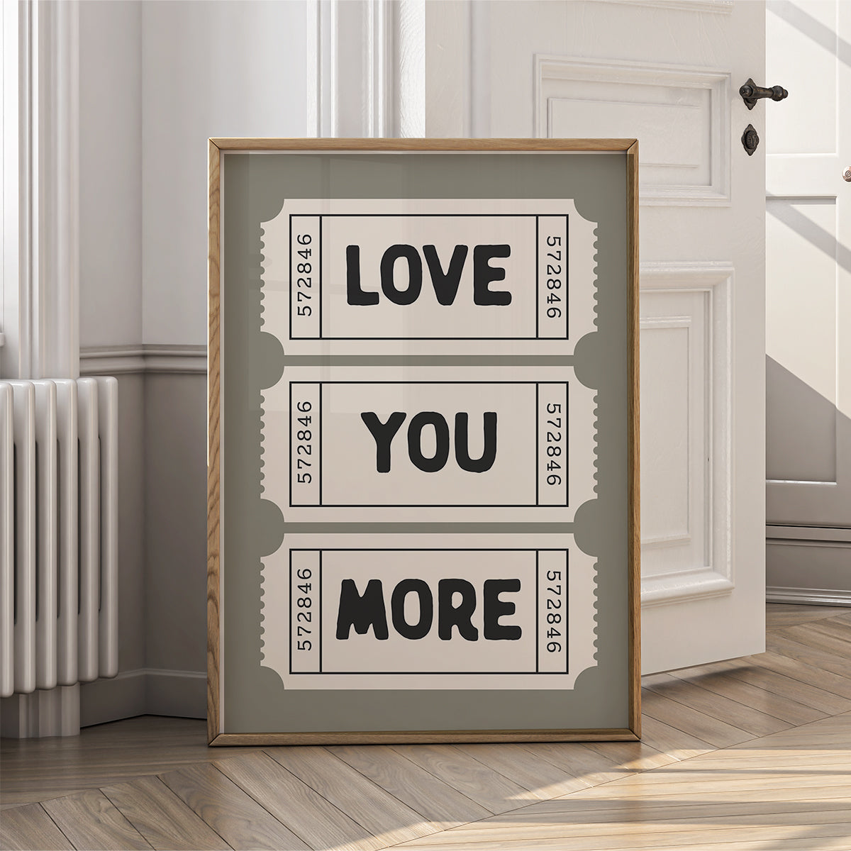 Retro Ticket Wall Art Print for Home - Love You More