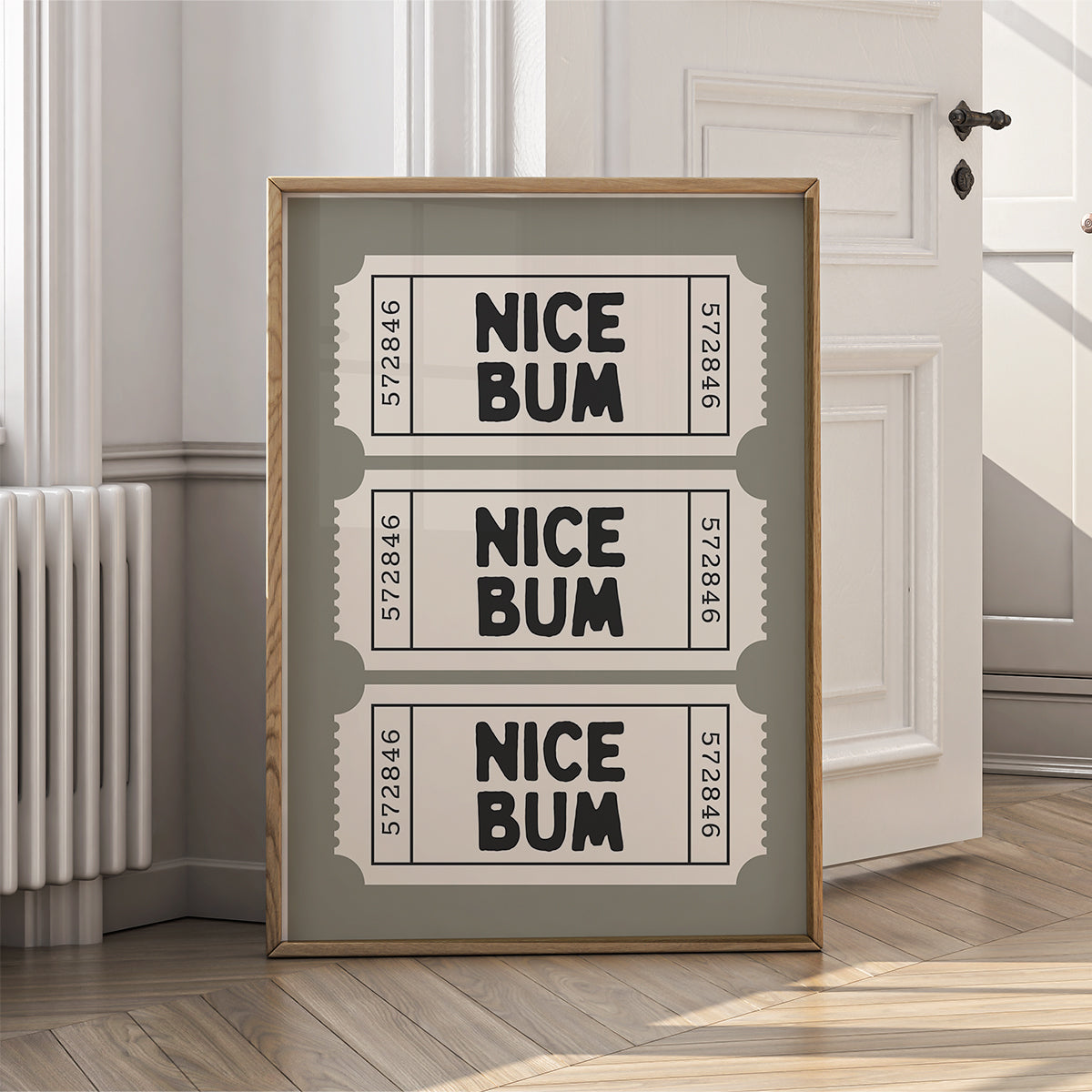 Retro Ticket Wall Art Print for Home - Nice Bum