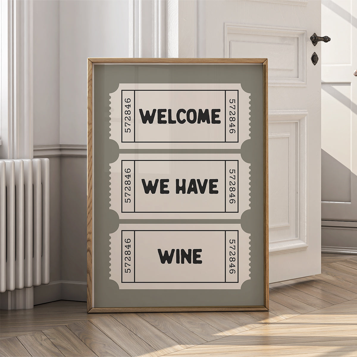 Retro Ticket Wall Art Print for Home - Welcome We Have Wine