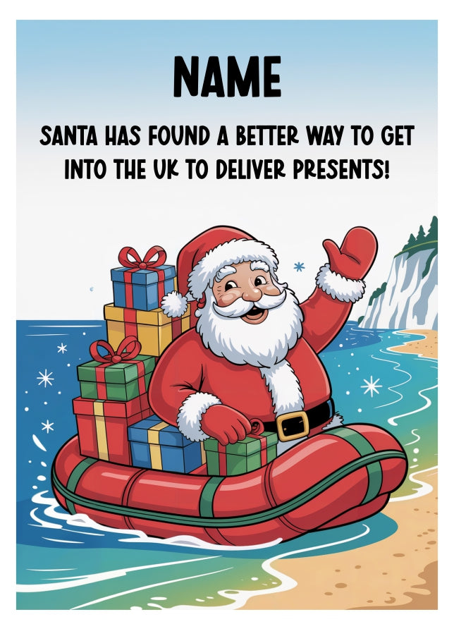 Funny Christmas Card - Santa in a Dingee - Christmas Card for Adult, Friend and Family