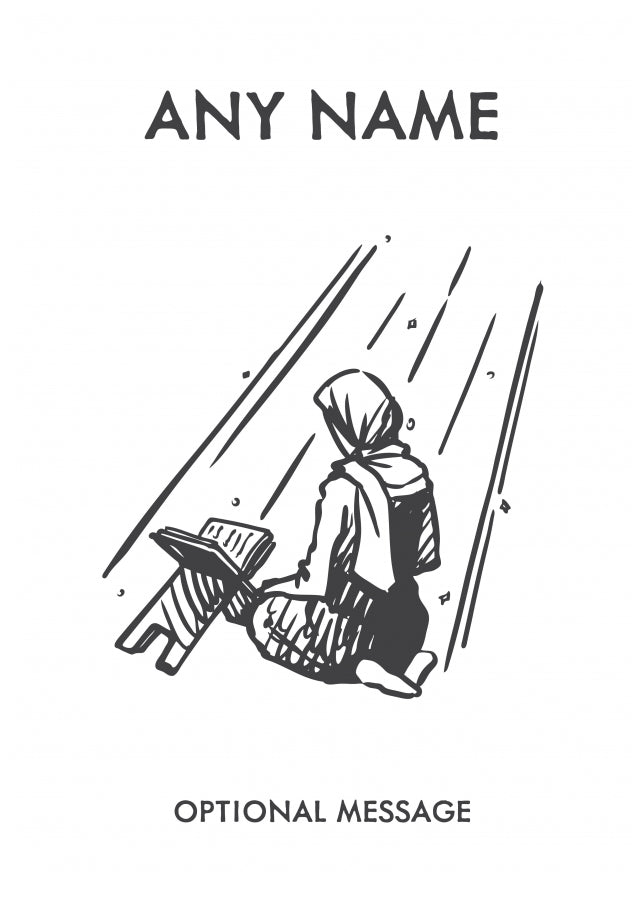 Muslim Girl Greetings Card - Praying