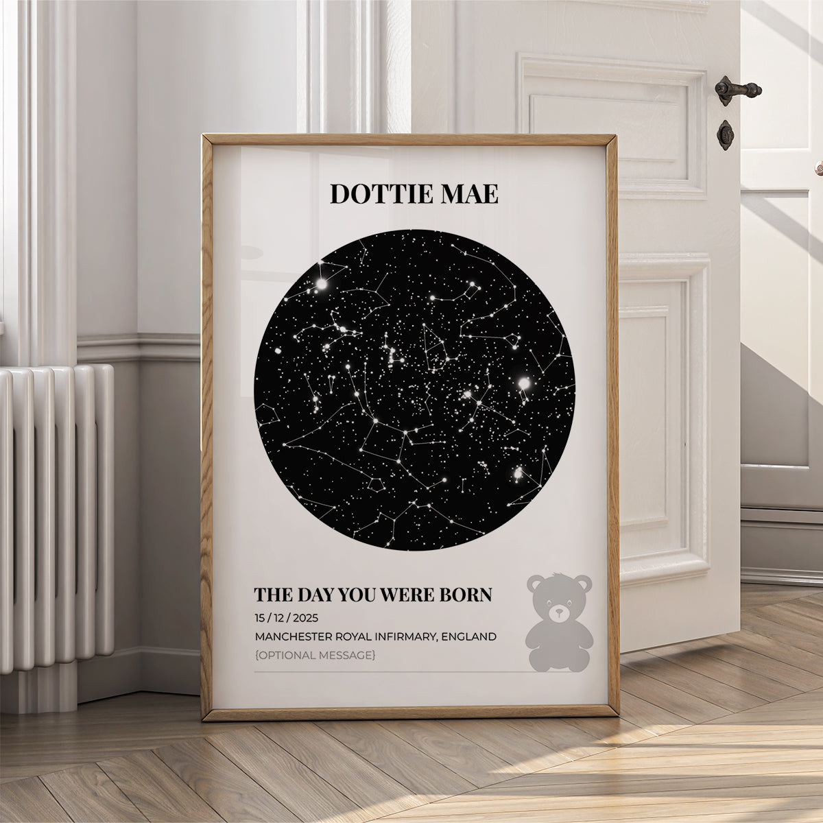 Custom Star Map Print - The Day You Were Born Night Sky Wall Art (Teddy) - {VARIATION}