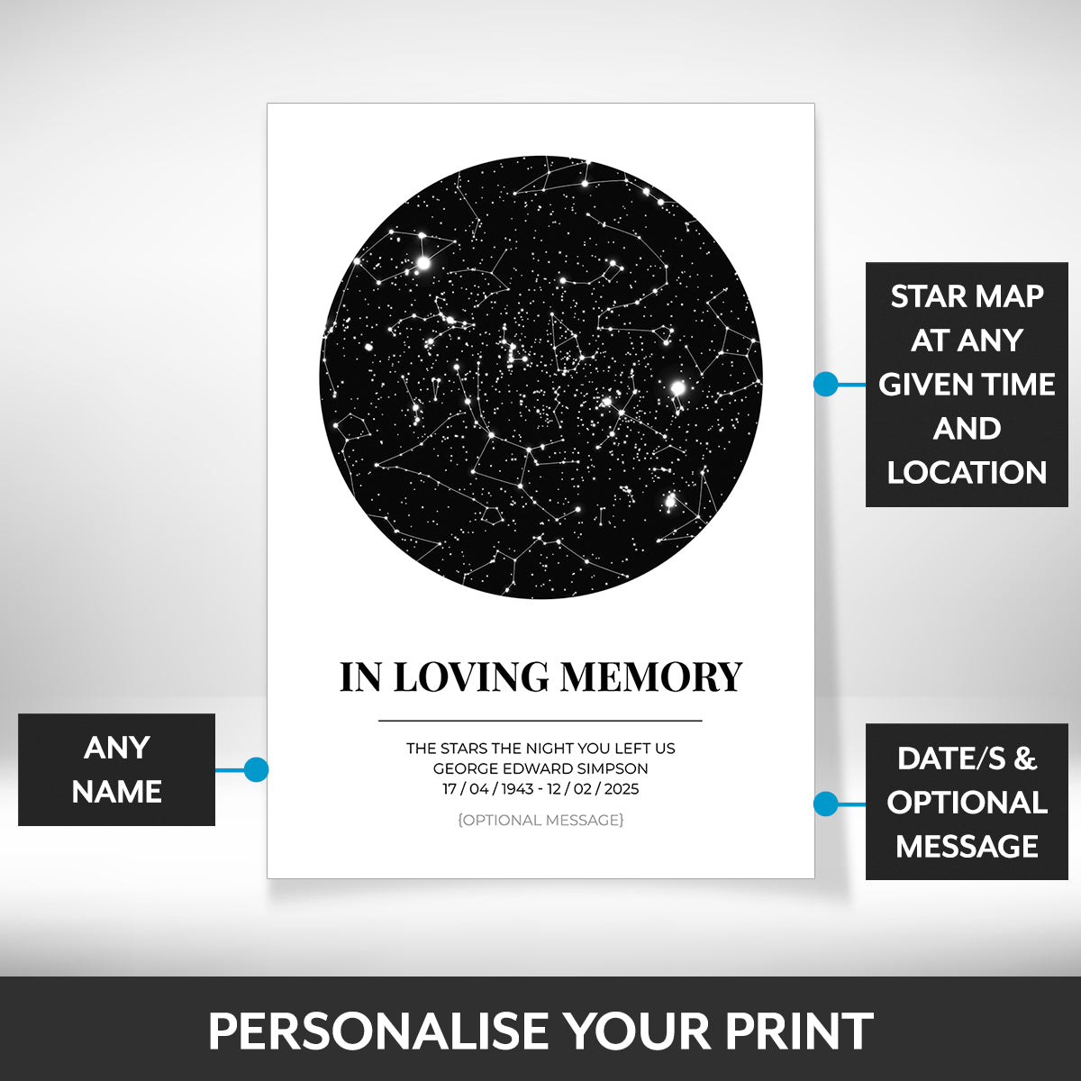 What can be personalised on this personalised sympathy gifts