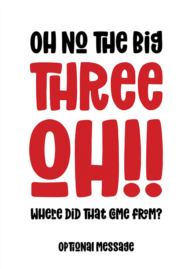 Funny 30th Birthday Card for Friends - The Big Oh!