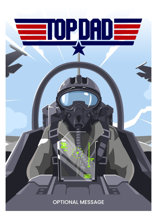 Top Dad Card - Top Gun Style Happy Birthday Dad Card