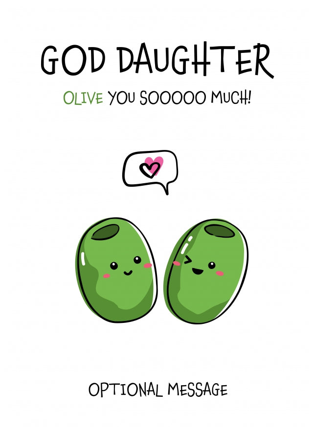 Veggie Pun Birthday Card for God Daughter - I Love You So Much