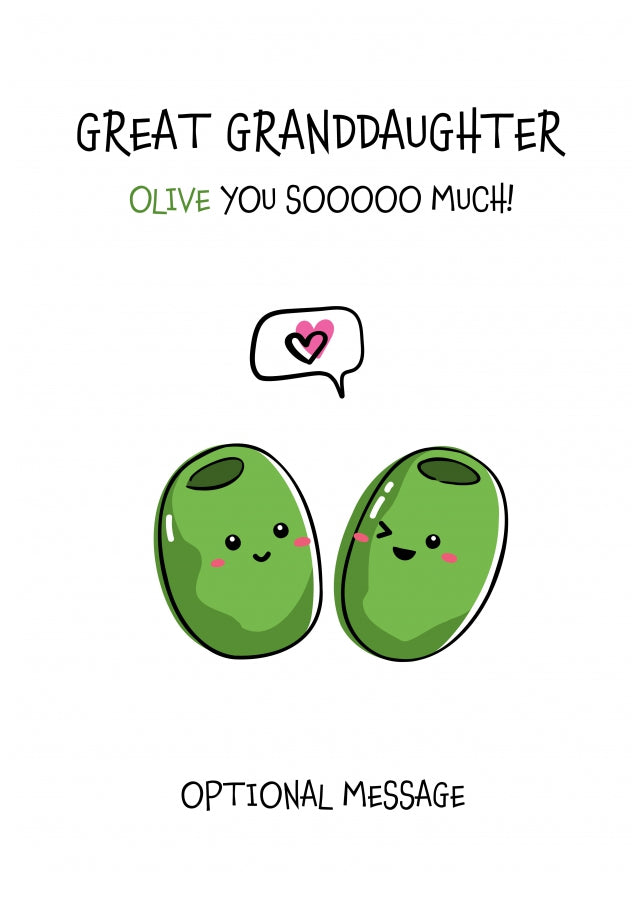 Veggie Pun Birthday Card for Great Granddaughter - I Love You So Much