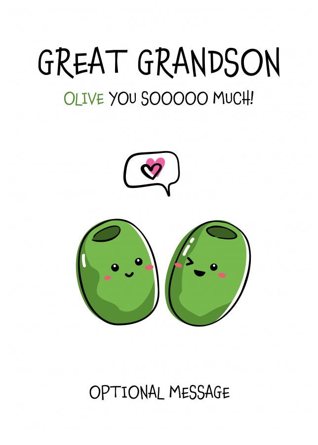Veggie Pun Birthday Card for Great Grandson - I Love You So Much