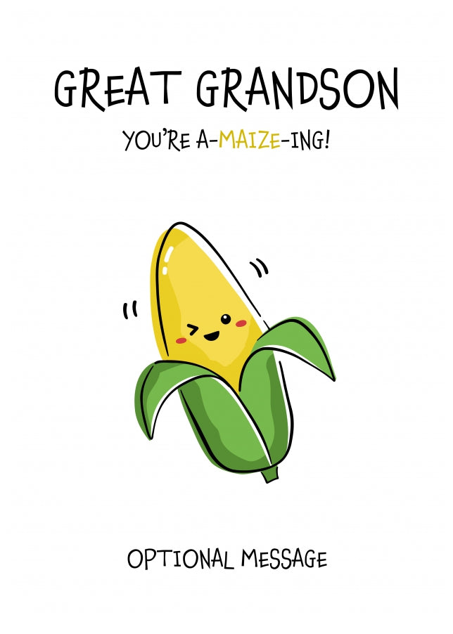 Amazing Birthday Card for Great Grandson - You're A-Maize-ing