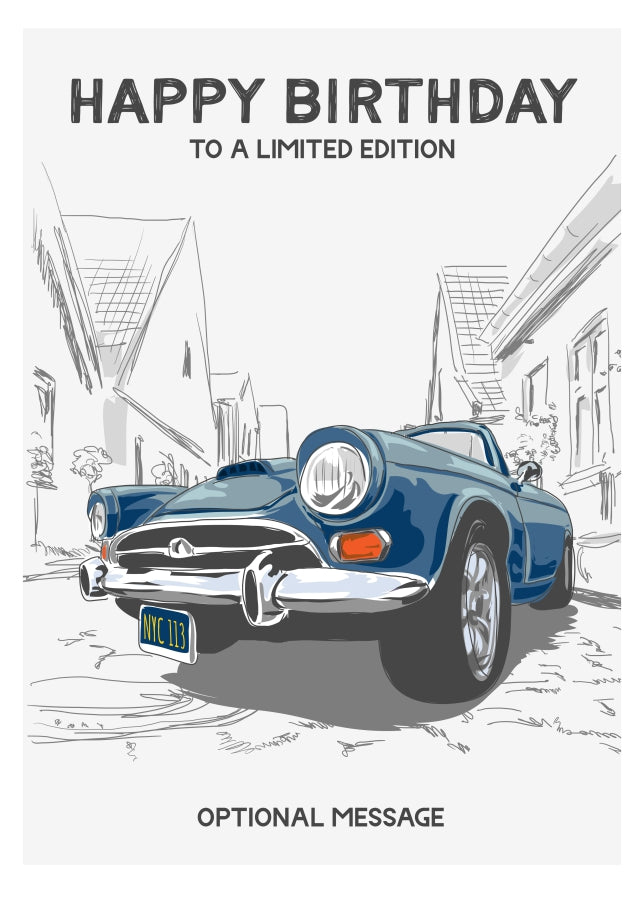 Vintage Car Happy Birthday Card for Dad Grandad Uncle