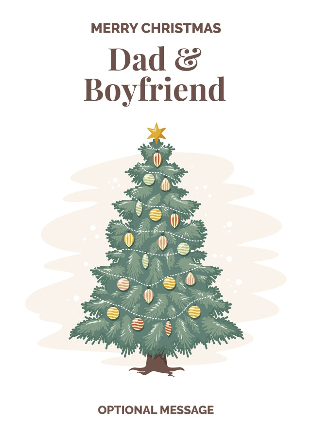 Vintage Tree Christmas Card for Dad & Boyfriend - Traditional and Unique