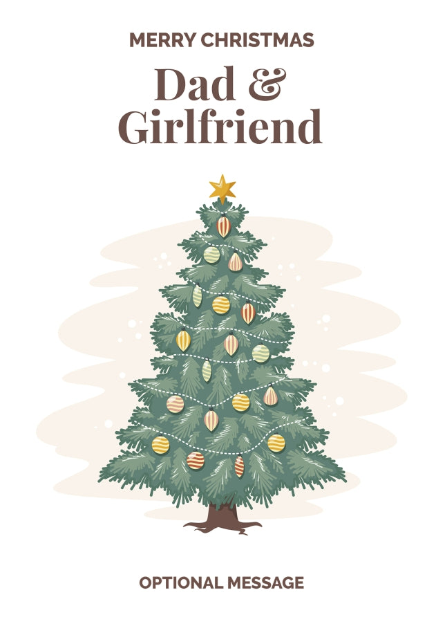 Vintage Tree Christmas Card for Dad & Girlfriend - Traditional and Unique