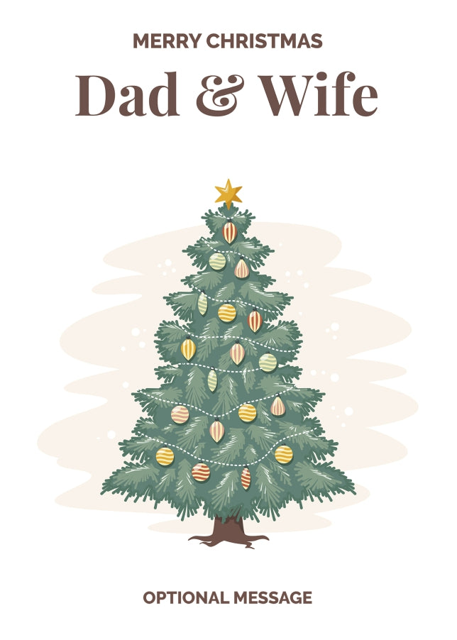Vintage Tree Christmas Card for Dad & Wife - Traditional and Unique