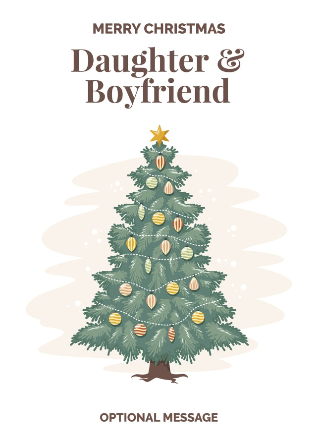 Vintage Tree Christmas Card for Daughter & Boyfriend - Traditional and Unique