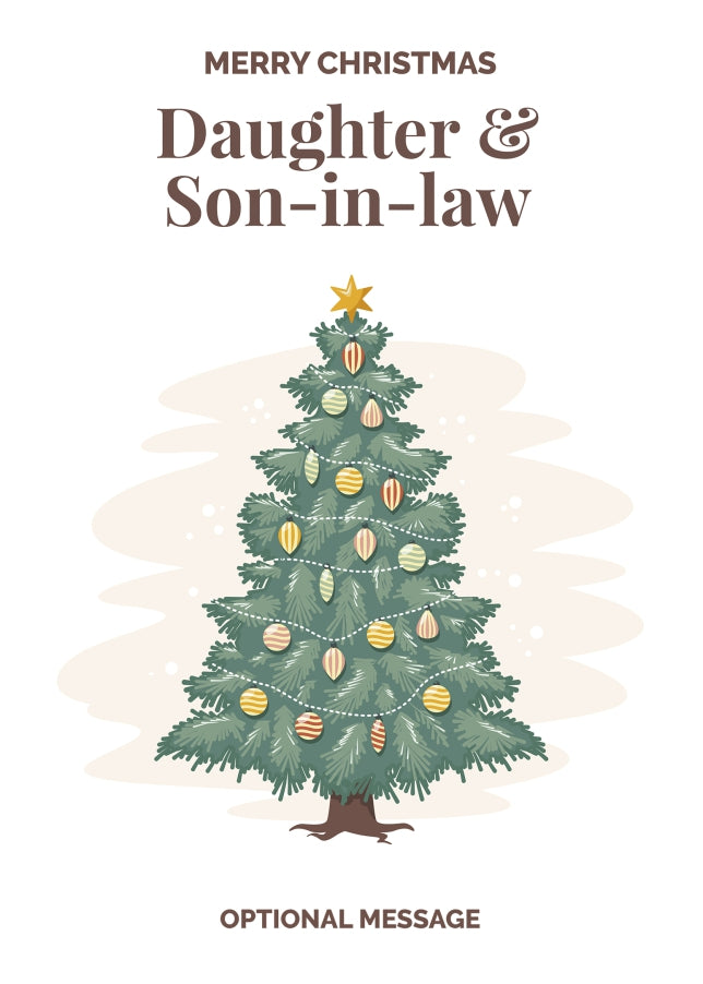 Vintage Tree Christmas Card for Daughter & Son-in-law - Traditional and Unique