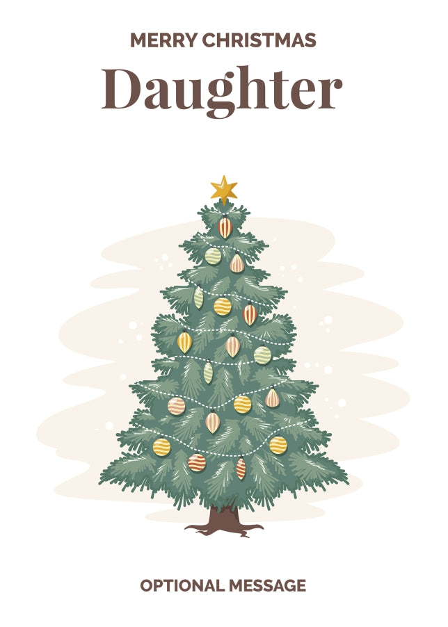 Vintage Tree Christmas Card for Daughter - Traditional and Unique