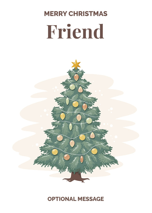 Vintage Tree Christmas Card for Friend - Traditional and Unique