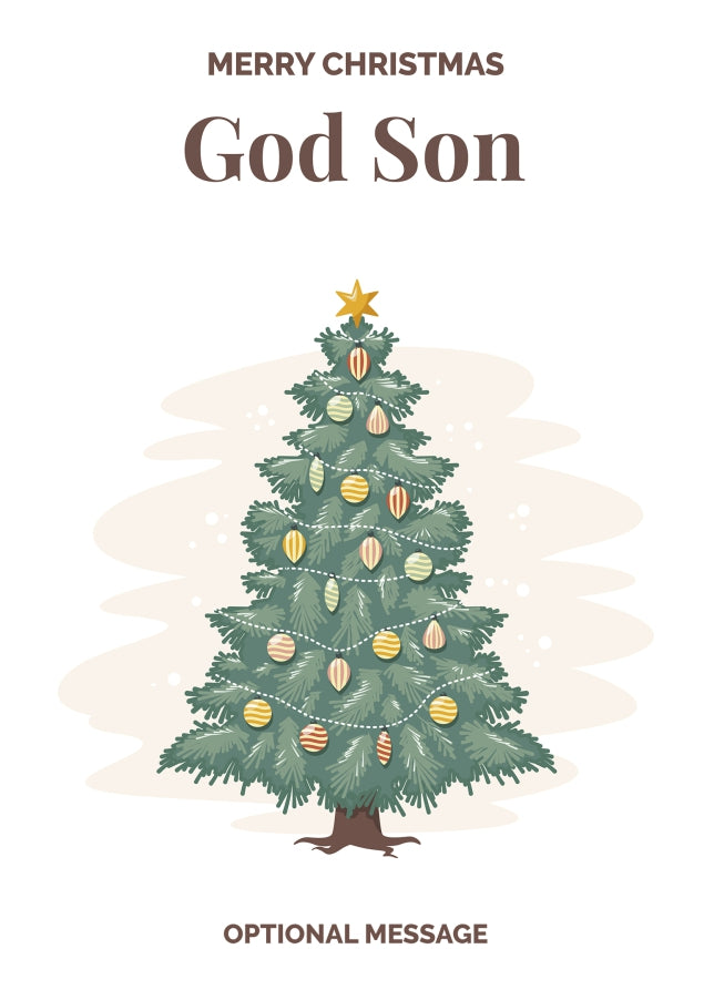 Vintage Tree Christmas Card for God Son - Traditional and Unique
