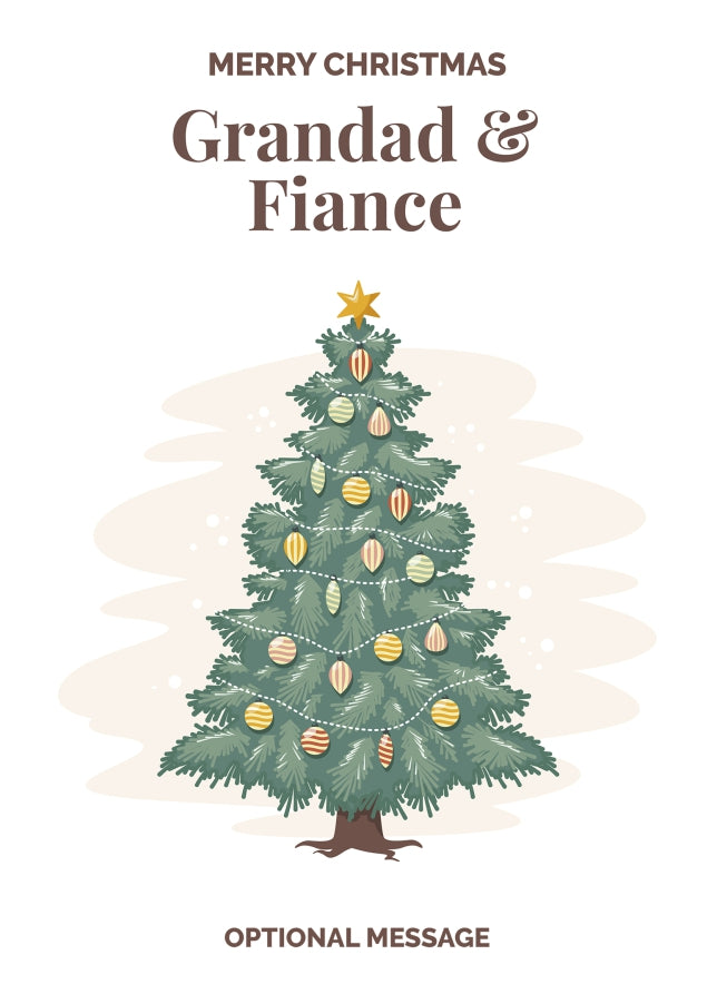 Vintage Tree Christmas Card for Grandad & Fiance - Traditional and Unique