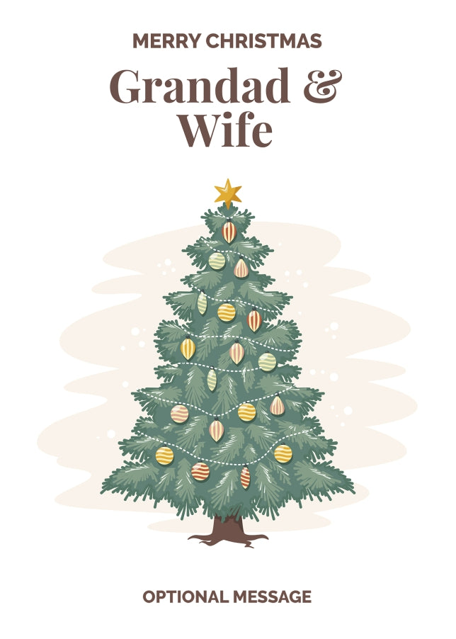Vintage Tree Christmas Card for Grandad & Wife - Traditional and Unique
