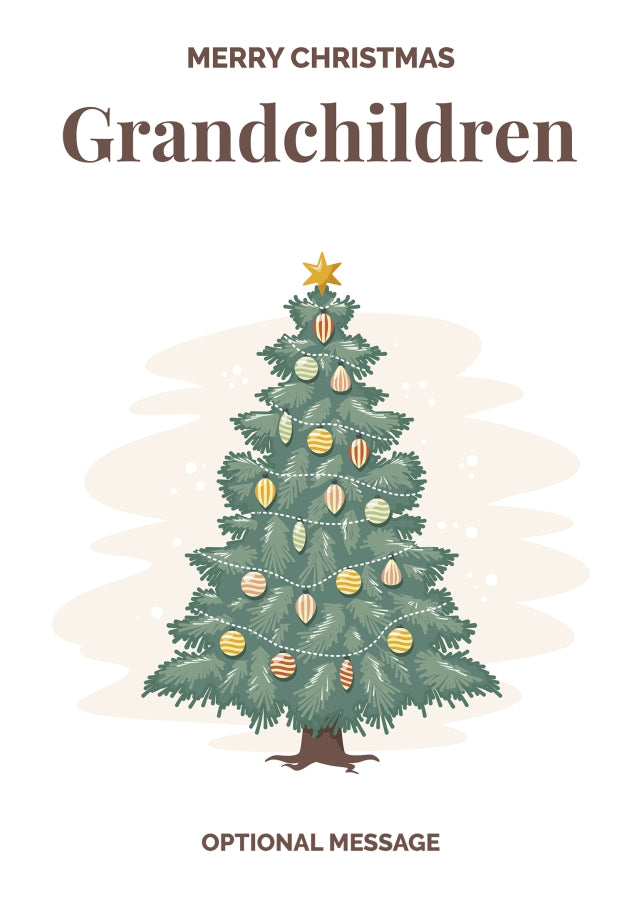 Vintage Tree Christmas Card for Grandchildren - Traditional and Unique