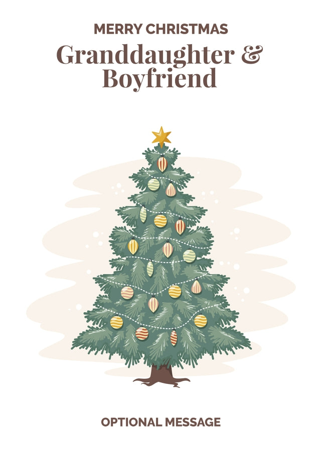 Vintage Tree Christmas Card for Granddaughter & Boyfriend - Traditional and Unique