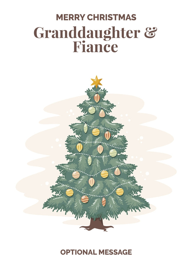 Vintage Tree Christmas Card for Granddaughter & Fiance - Traditional and Unique