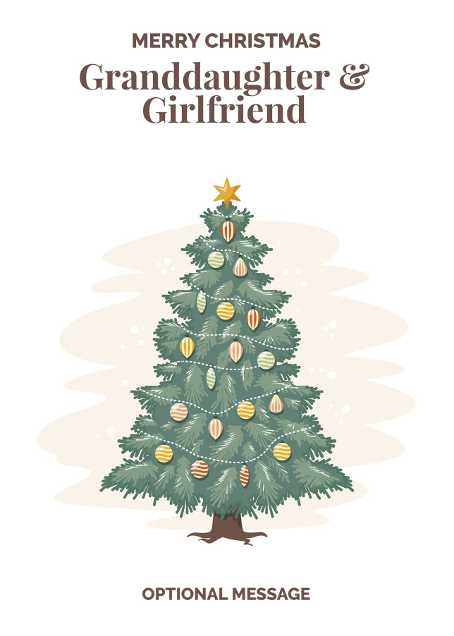 Vintage Tree Christmas Card for Granddaughter & Girlfriend - Traditional and Unique