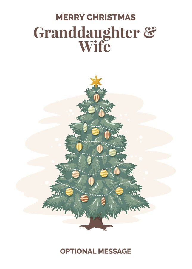 Vintage Tree Christmas Card for Granddaughter & Wife - Traditional and Unique