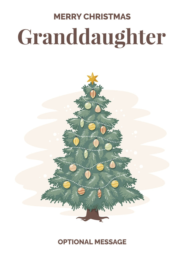 Vintage Tree Christmas Card for Granddaughter - Traditional and Unique