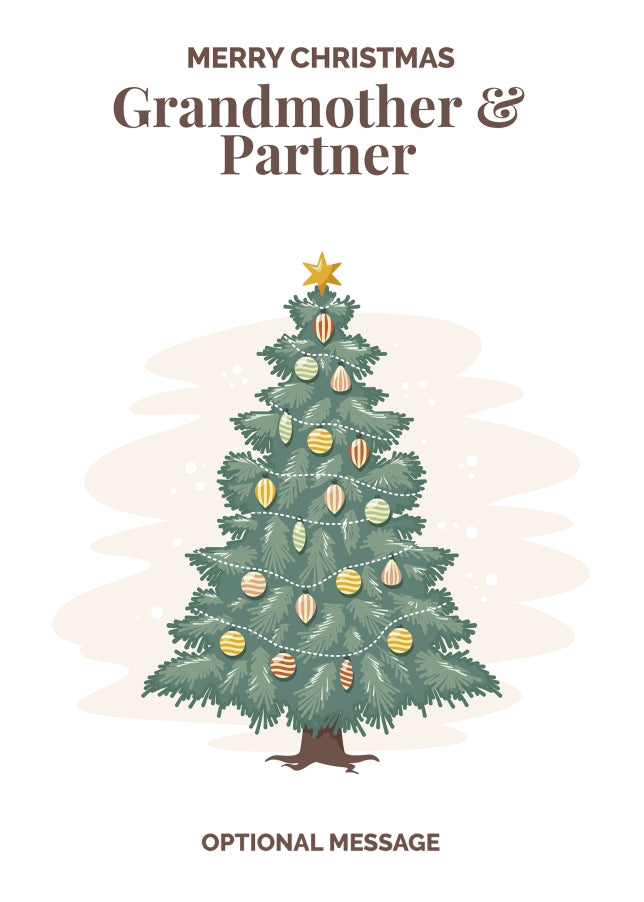 Vintage Tree Christmas Card for Grandmother & Partner - Traditional and Unique