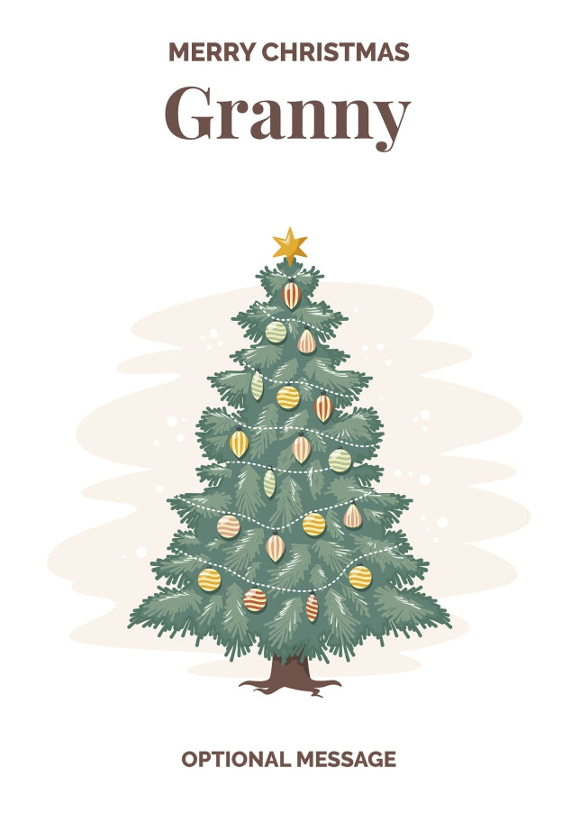 Vintage Tree Christmas Card for Granny - Traditional and Unique