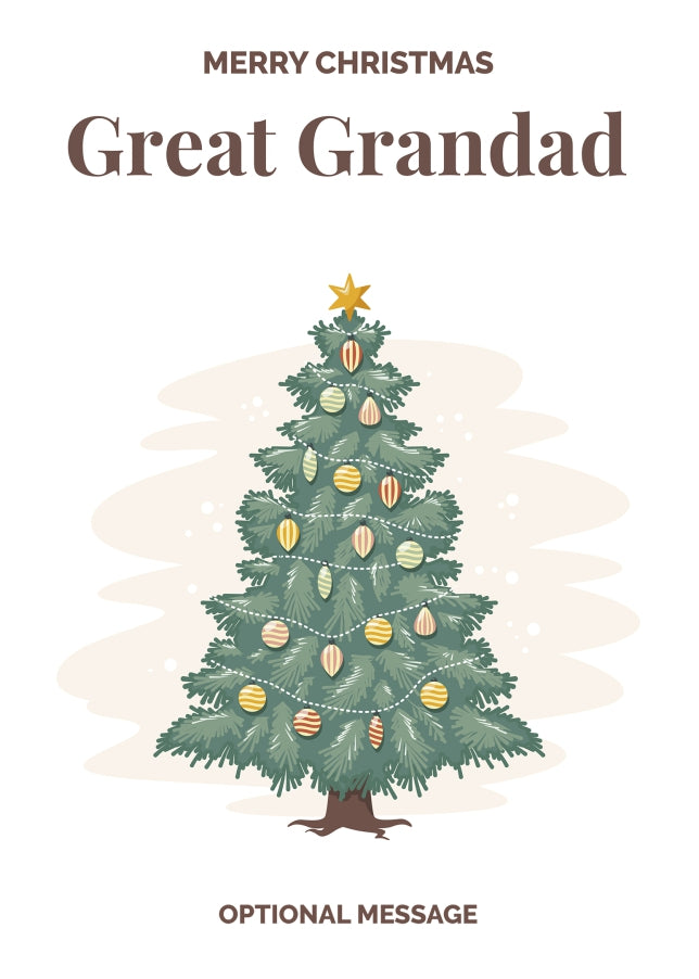 Vintage Tree Christmas Card for Great Grandad - Traditional and Unique