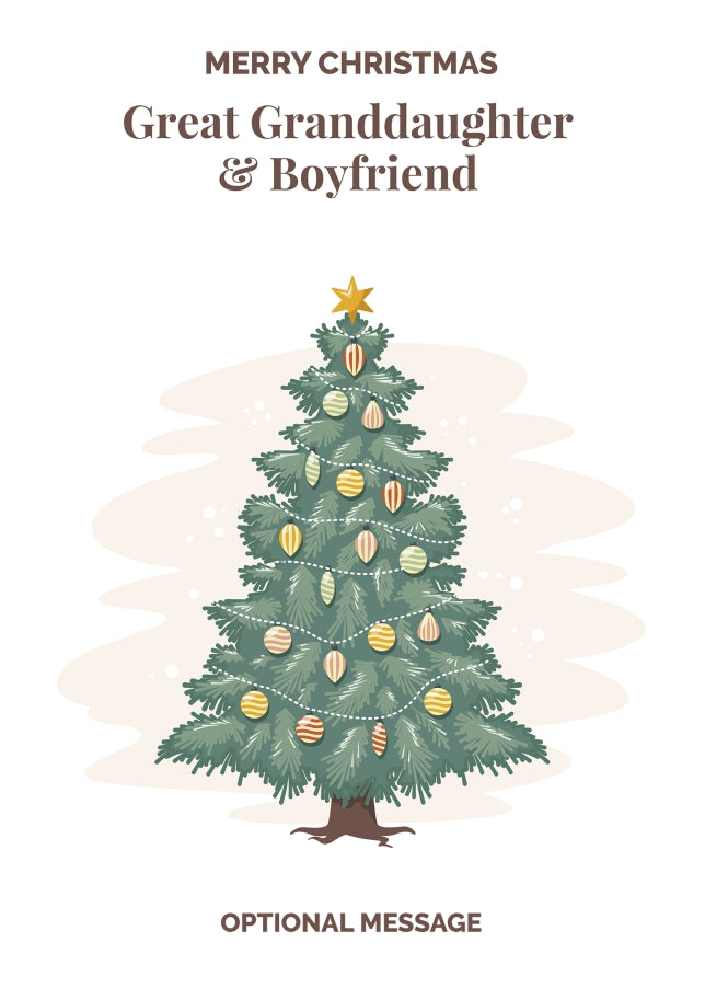 Vintage Tree Christmas Card for Great Granddaughter & Boyfriend - Traditional and Unique