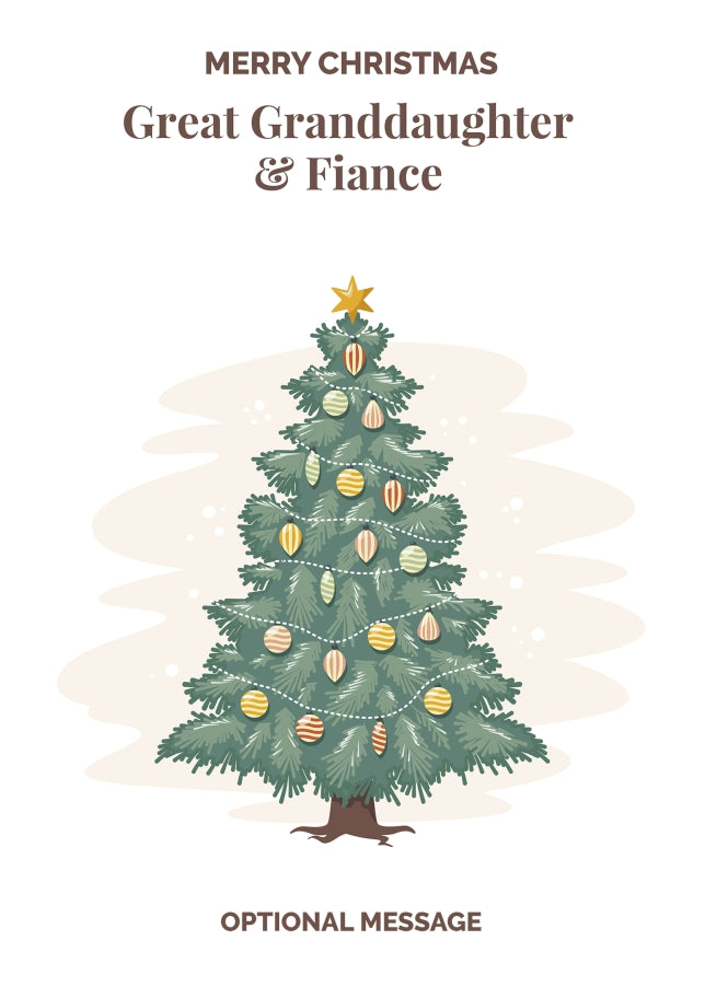 Vintage Tree Christmas Card for Great Granddaughter & Fiance - Traditional and Unique