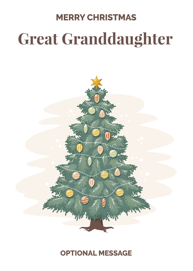 Vintage Tree Christmas Card for Great Granddaughter - Traditional and Unique