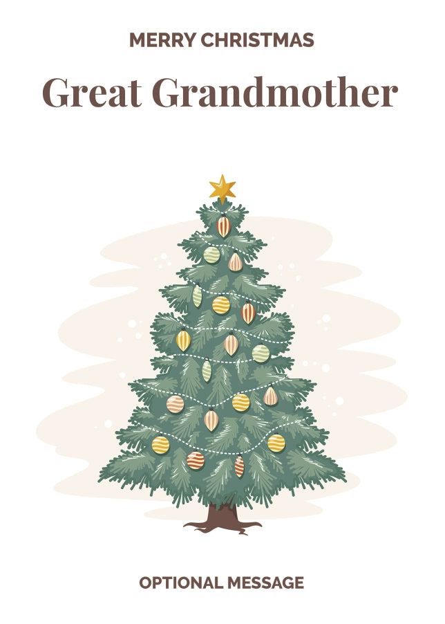 Vintage Tree Christmas Card for Great Grandmother - Traditional and Unique
