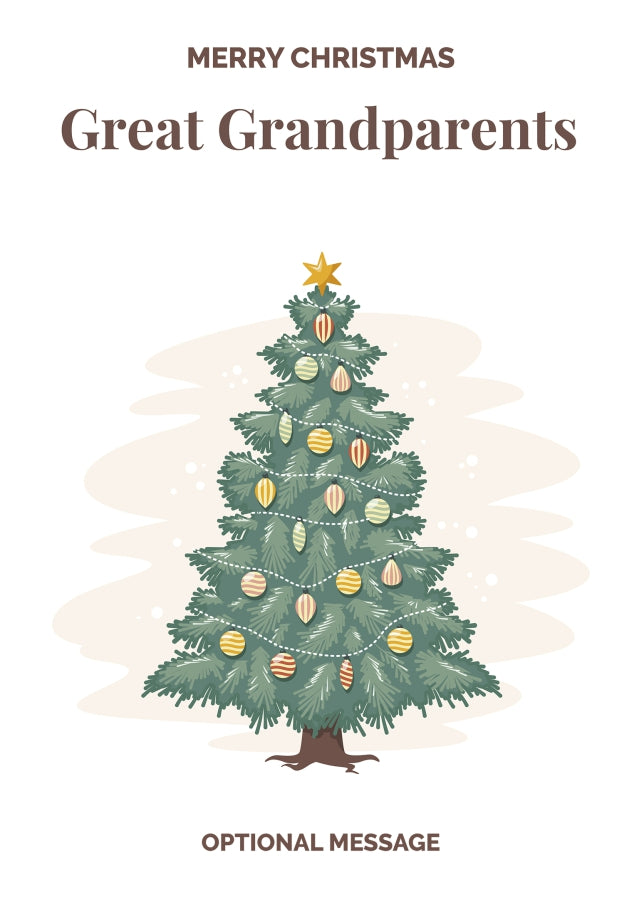 Vintage Tree Christmas Card for Great Grandparents - Traditional and Unique